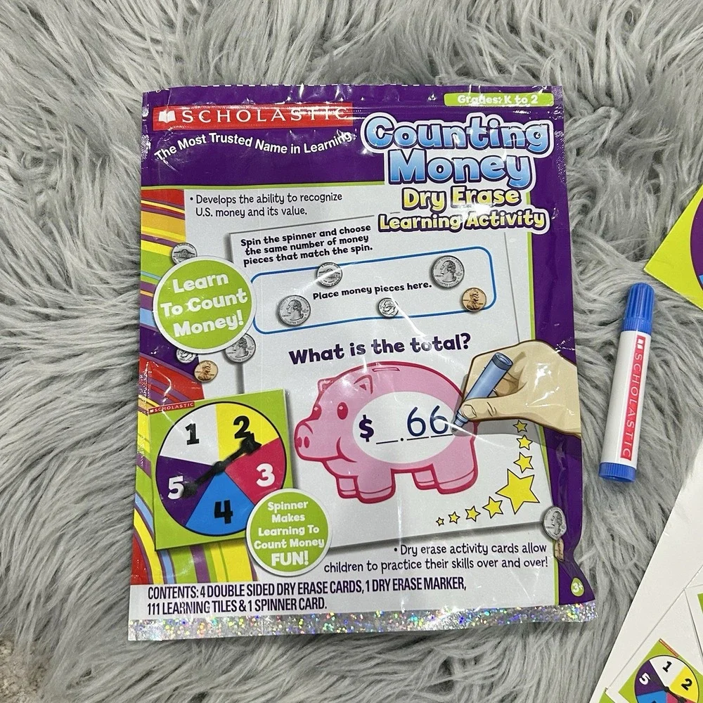 Scholastic Counting Money Dry Erase Learning‎ Activity Set K-2